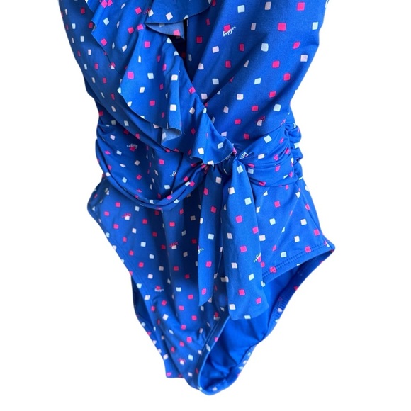 Lilly Pulitzer Delphie Borealis Blue Lilly Squared One Piece Swimsuit - Picture 8 of 15